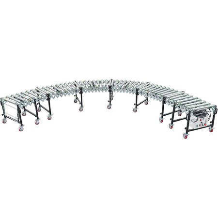 GLOBAL INDUSTRIAL Powered Flexible Roller Conveyor, 9'L, 19'L, 24W Steel Rollers 298711